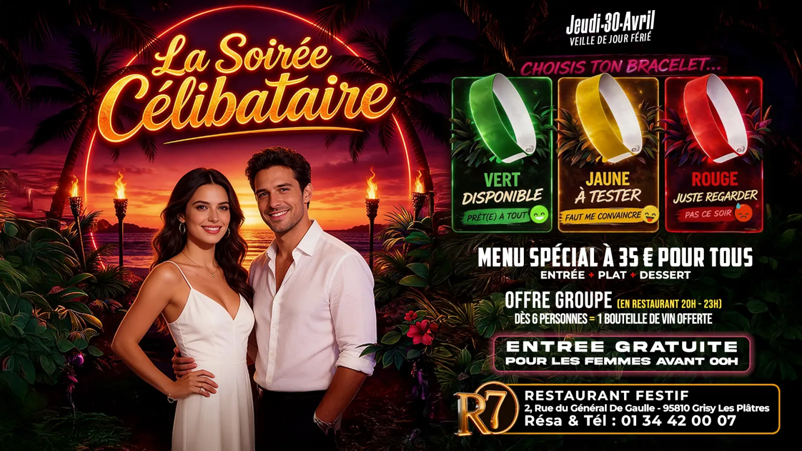🔥❤️ JEUDI 30 AVRIL – SOIRÉE CÉLIBATAIRE AU R7 ❤️🔥