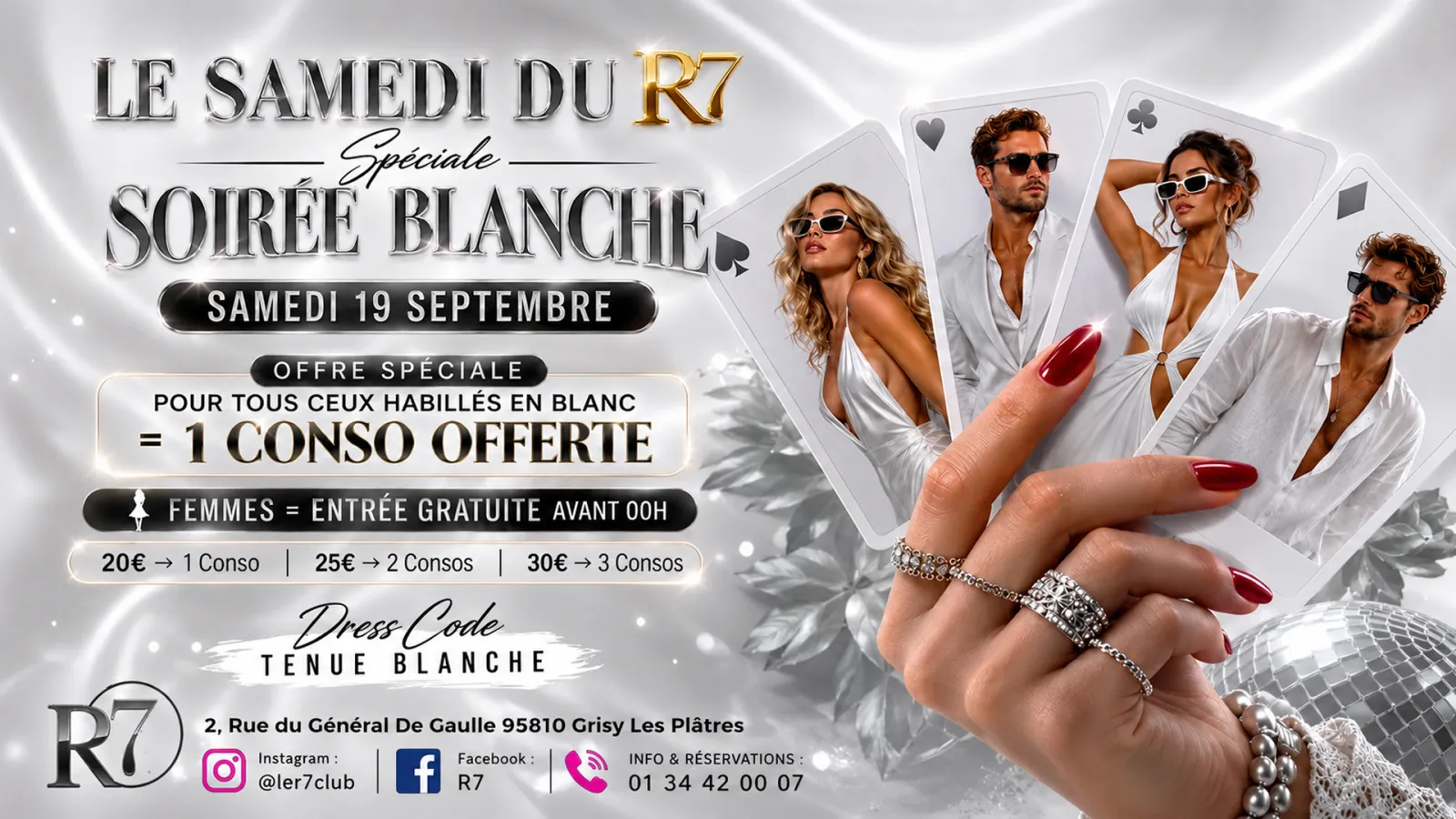 🤍✨ SAMEDI 19 SEPTEMBRE – SOIRÉE BLANCHE AU R7 ! ✨🤍